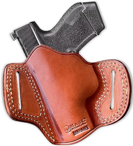 Miniatura 9 de Premium The Ultimate - Funda de piel para panqueques OWB, parte superior abierta, se adapta a Kimber R7 Mako Subcompact de 0.354 in 3.37 pulgadas,