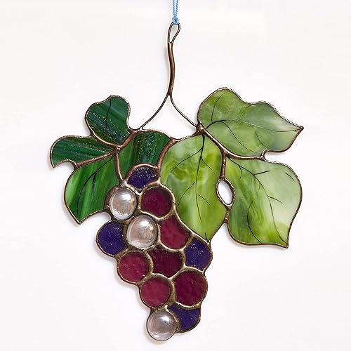 Stained glass Grape purple branch sun catcher window
