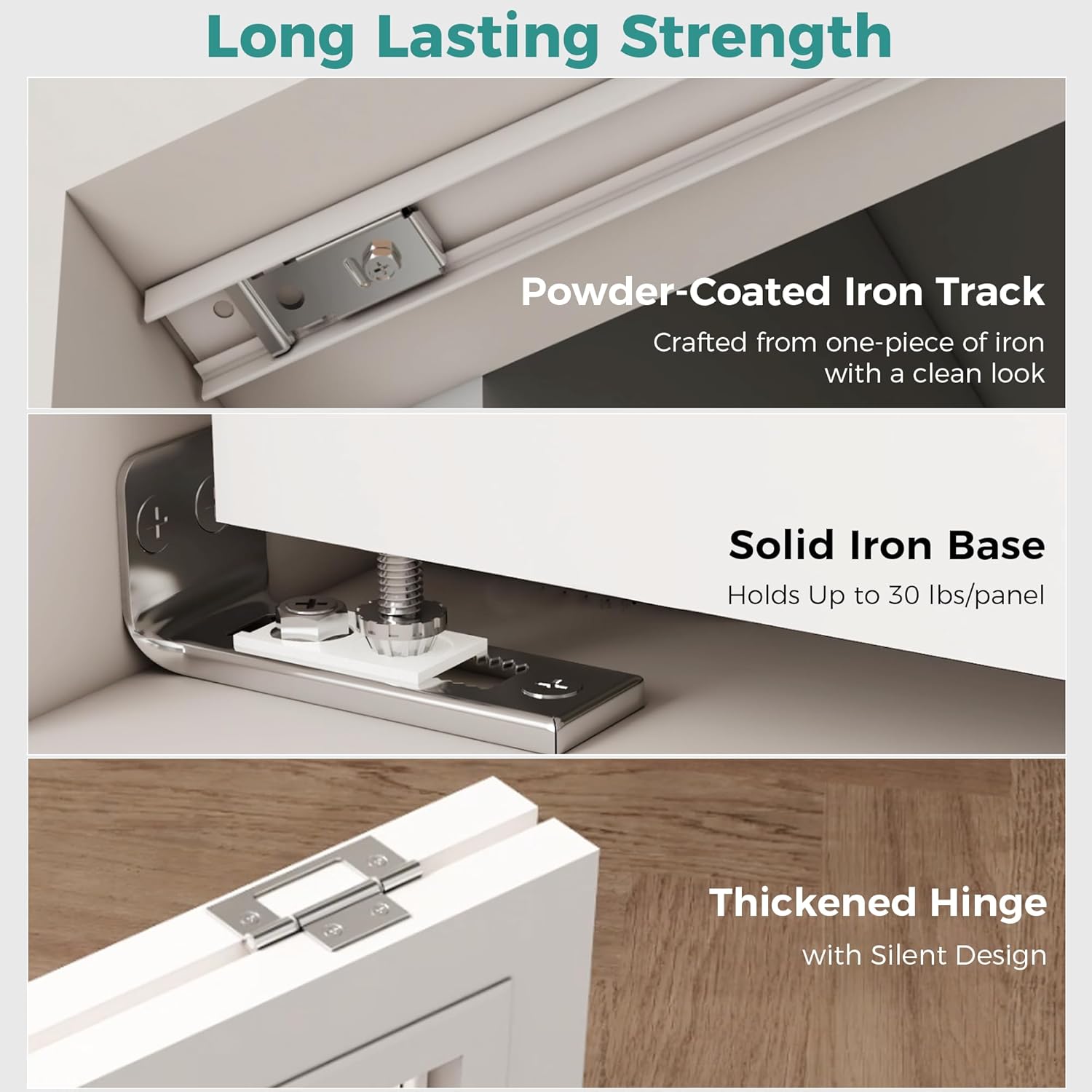 Closet Bifold Door Hardware & 36 Inch Track Kit, Folding Doors Bi-Fold Puertas Repair Replacement Kit for Bedroom Laundry, Parts with Rail Floor & Top Bracket Pivot Pin Guide Roller Hinge Knob