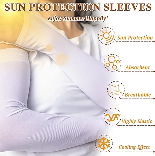 Miniatura 4 de ZeeDix 8 pares de mangas largas para el sol, protección UV, mangas de enfriamiento para el brazo, agujero para el pulgar, para correr, ciclismo,