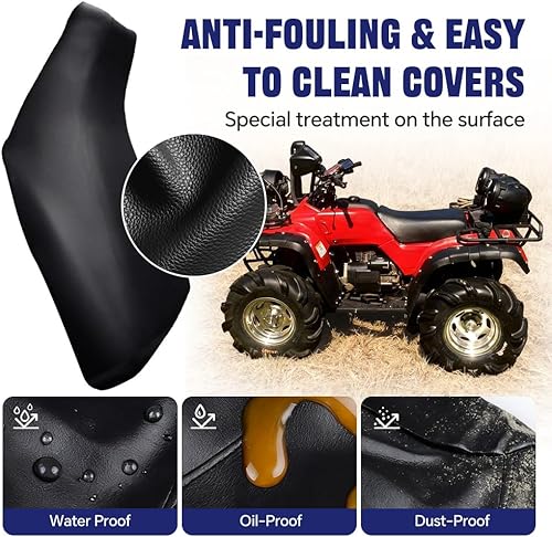 Miniatura 50 de PIT66 Funda de asiento de piel de PVC negra compatible con Honda Rancher 350 2000-2006