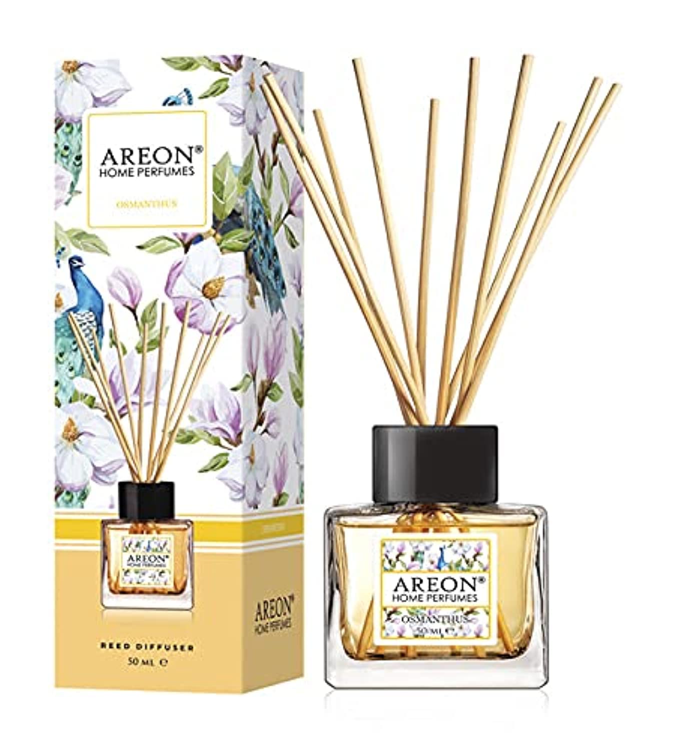 Areon Home Luxury Perfume Reed Diffuser + 10 Rattan Reeds, Osmanthus 50 ml