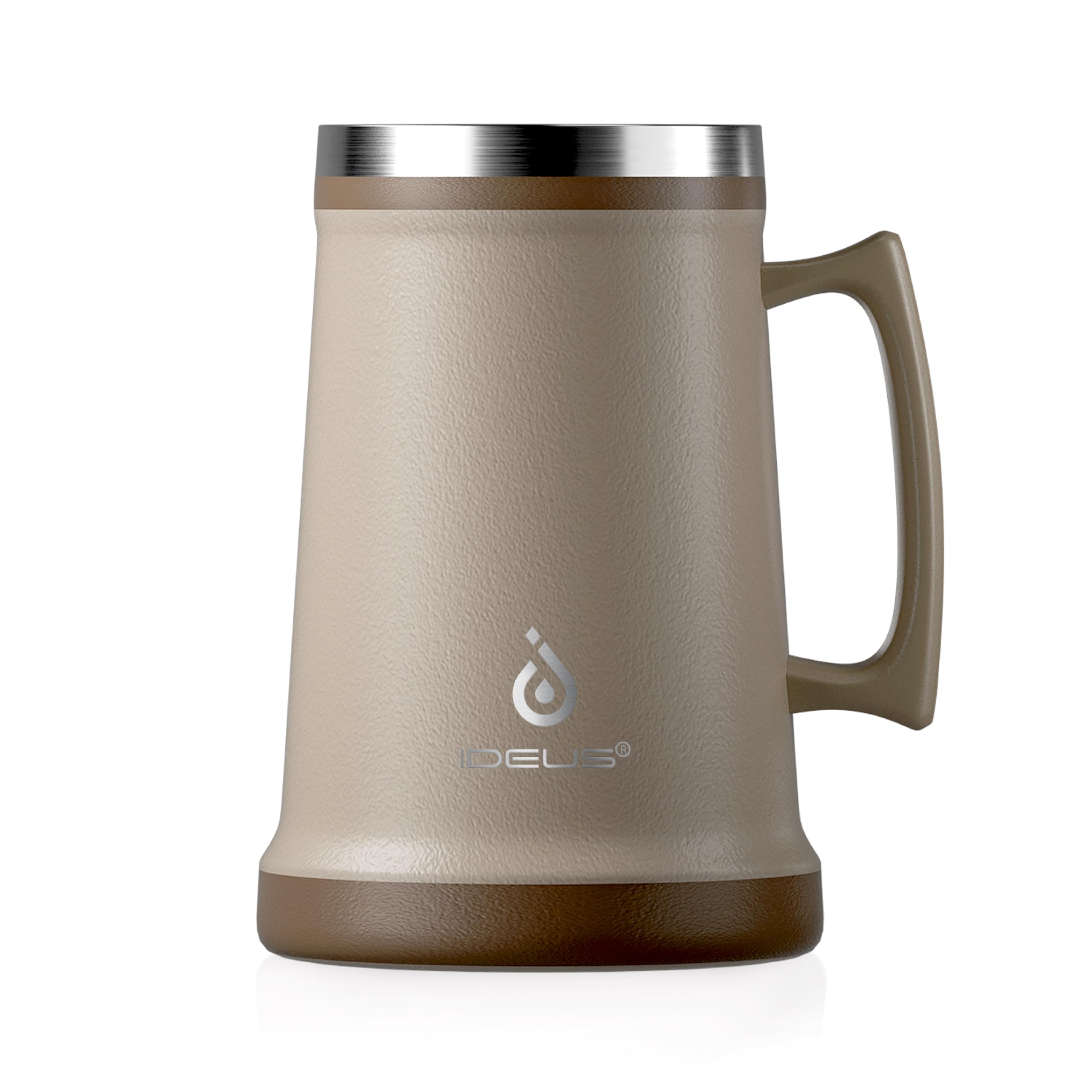 Ideus Jarra de cerveza aislada, 710/1000 ml, acero inoxidable, doble pared, vaso de cerveza gigante, vaso de metal con mango de agarre grande para fiestas y reuniones (rosa polvoriento, 34 onzas