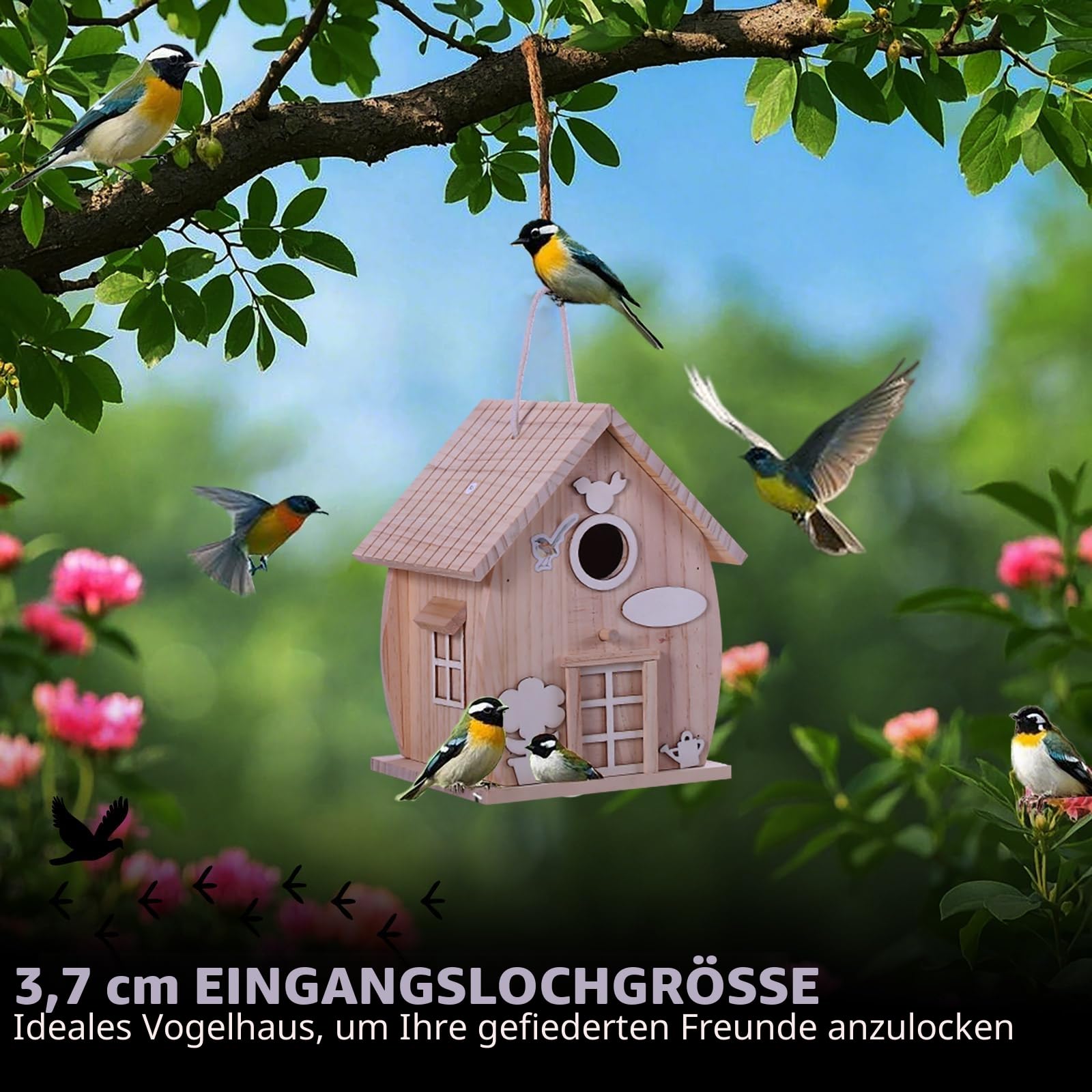 Holz-DIY-Vogelhaus-Set für Erwachsene zum Bauen, Outdoor-Holzarbeiten, Freihandmalerei, hängendes Vogelhaus für Garten- und Hofdekoration, Geschenk