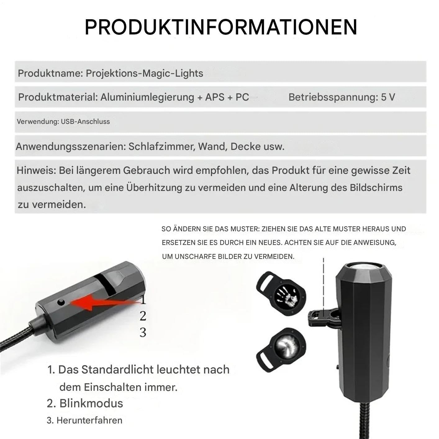 Halloween Projektor Lampe - 3 Modi Magnetischer Halloween Projektor mit Lichtshow | USB LED Totenkopf Handabdruck Geisterlampe 360° Drehbar