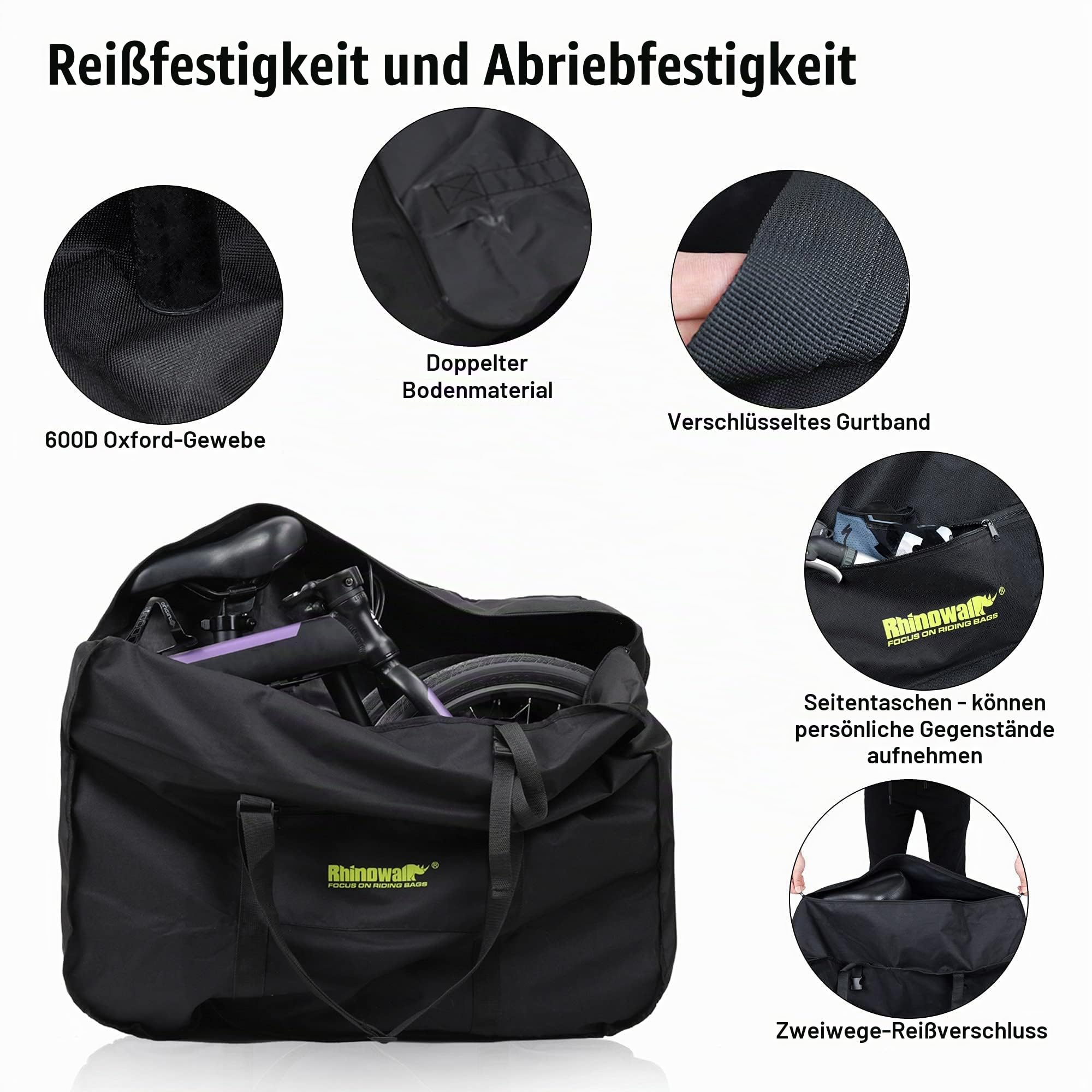 BAIGIO Klapprad Transporttasche Fahrrad Reisetasche für 16- 20 Zoll Faltrad Wasserabweisend Faltbar Tragetasche Fahrradtasche Schutzhülle Tasche Abwahrungstasche für Transport, Flugzeug Auto U-Bahn Sport & Freizeit