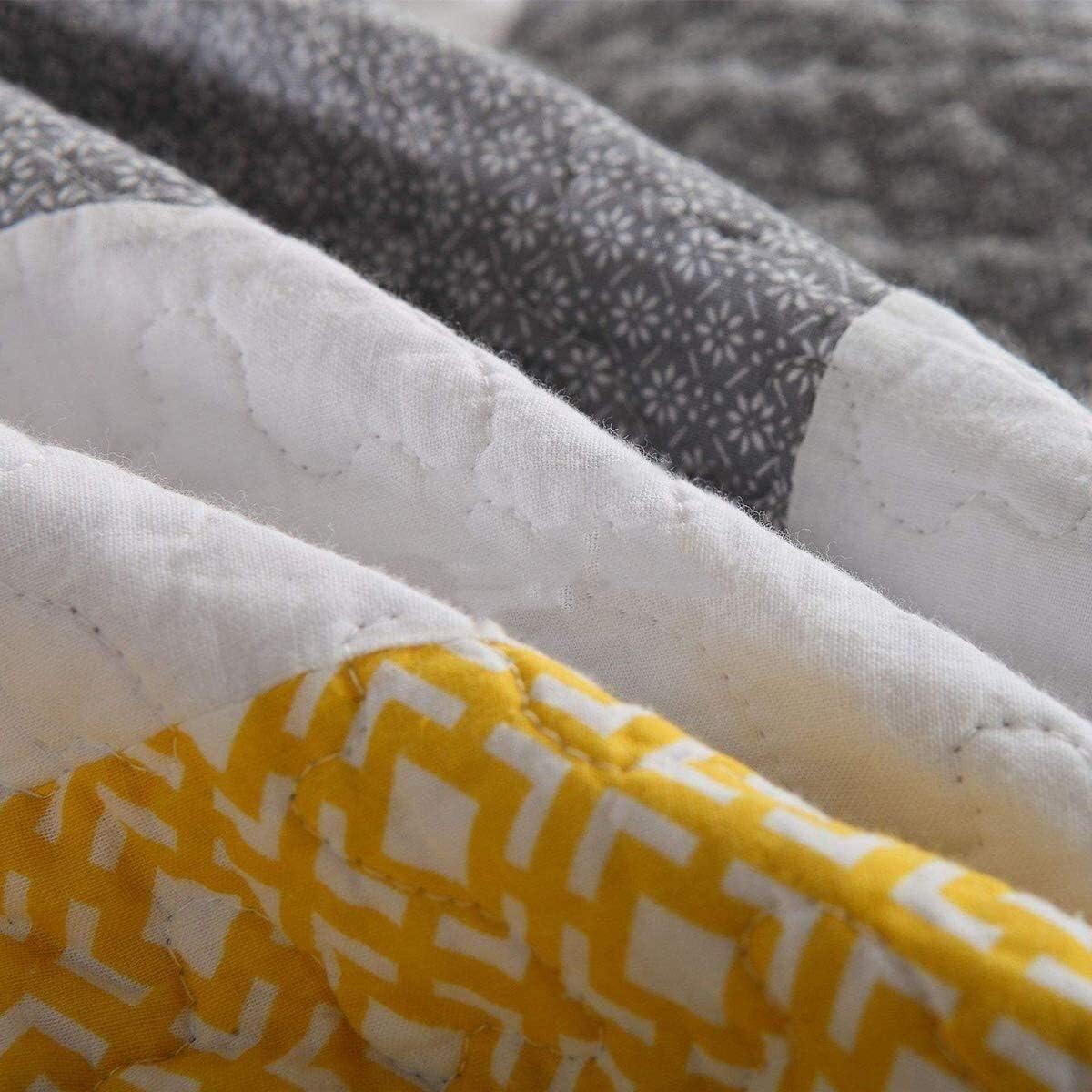 Bedspreads Patchwork Yellow and White Wavy Stripes Design Cotton Summer Bed Cover Bedding 3 Pieces Stripe Quilt Bedspread (Colour: Stripe Size: 230000 cm) (Stripe 240 x 280 cm)