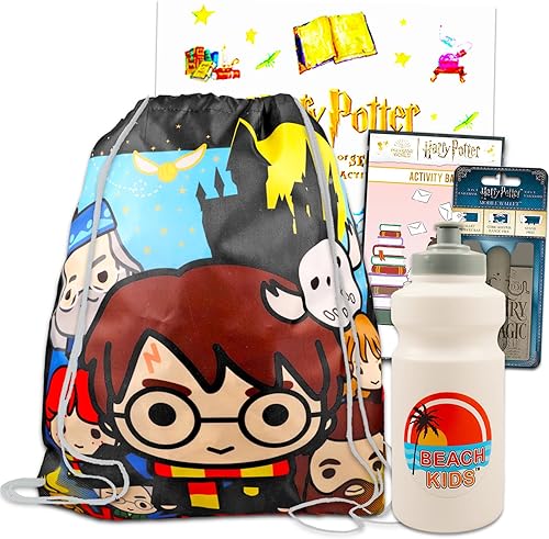Harry Potter Paquete de bolsa de viaje - Harry Potter Set de viaje con mini libro para colorear, botella de agua, kit mágico, más  Juego de
