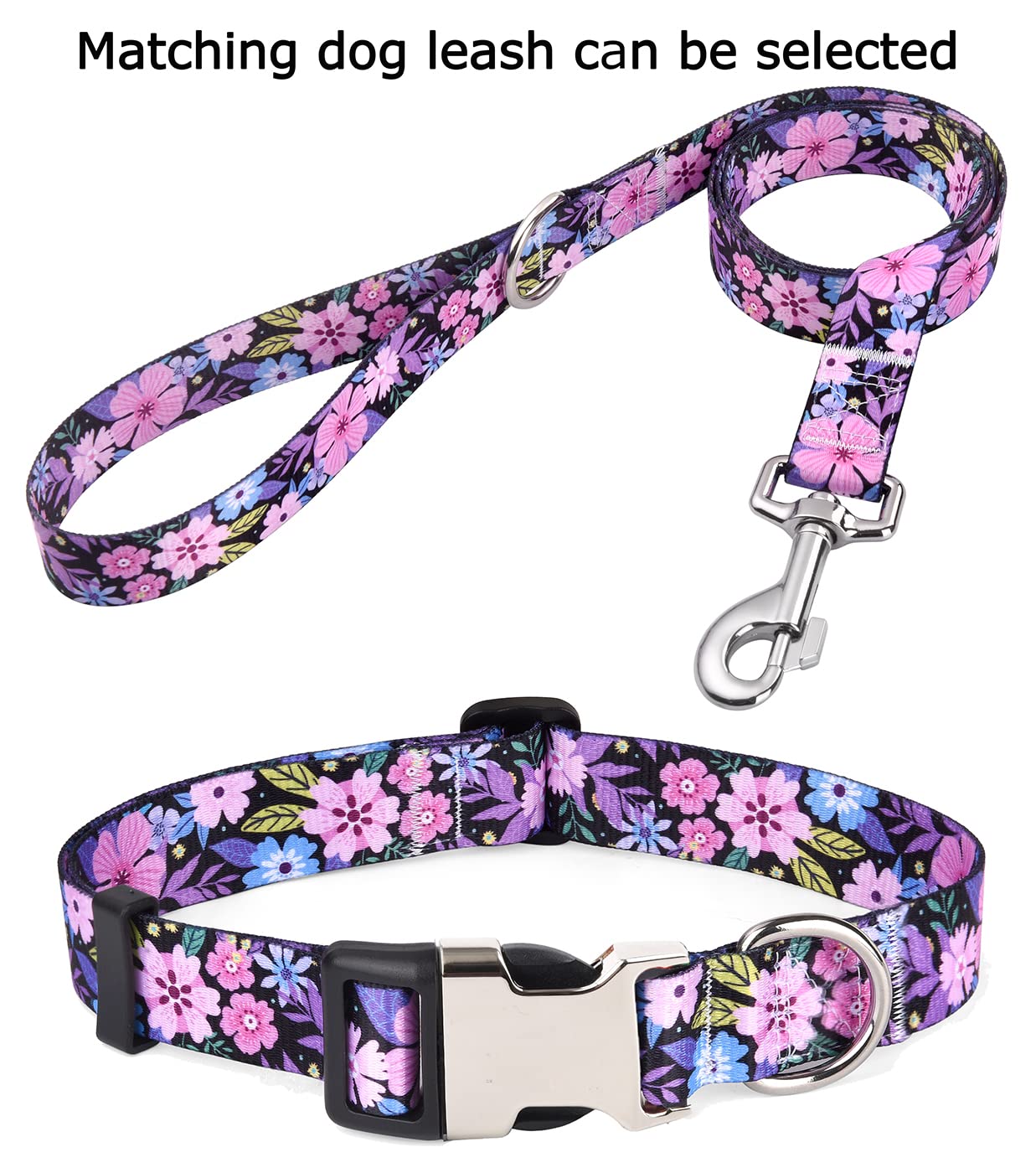 Collier Pour Chien Personnalisé Gravé - Avec Nom Et Numéro De Téléphone - Tailles XS à XL, Motif Floral - 5