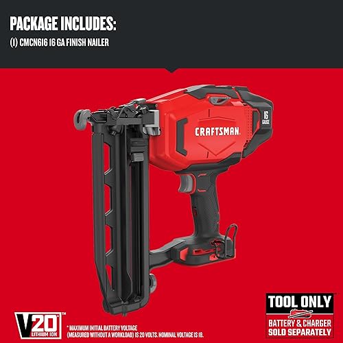 Miniatura 6 de CRAFTSMAN Clavadora de acabado inalámbrica V20, calibre 16, solo herramienta desnuda (CMCN616B)