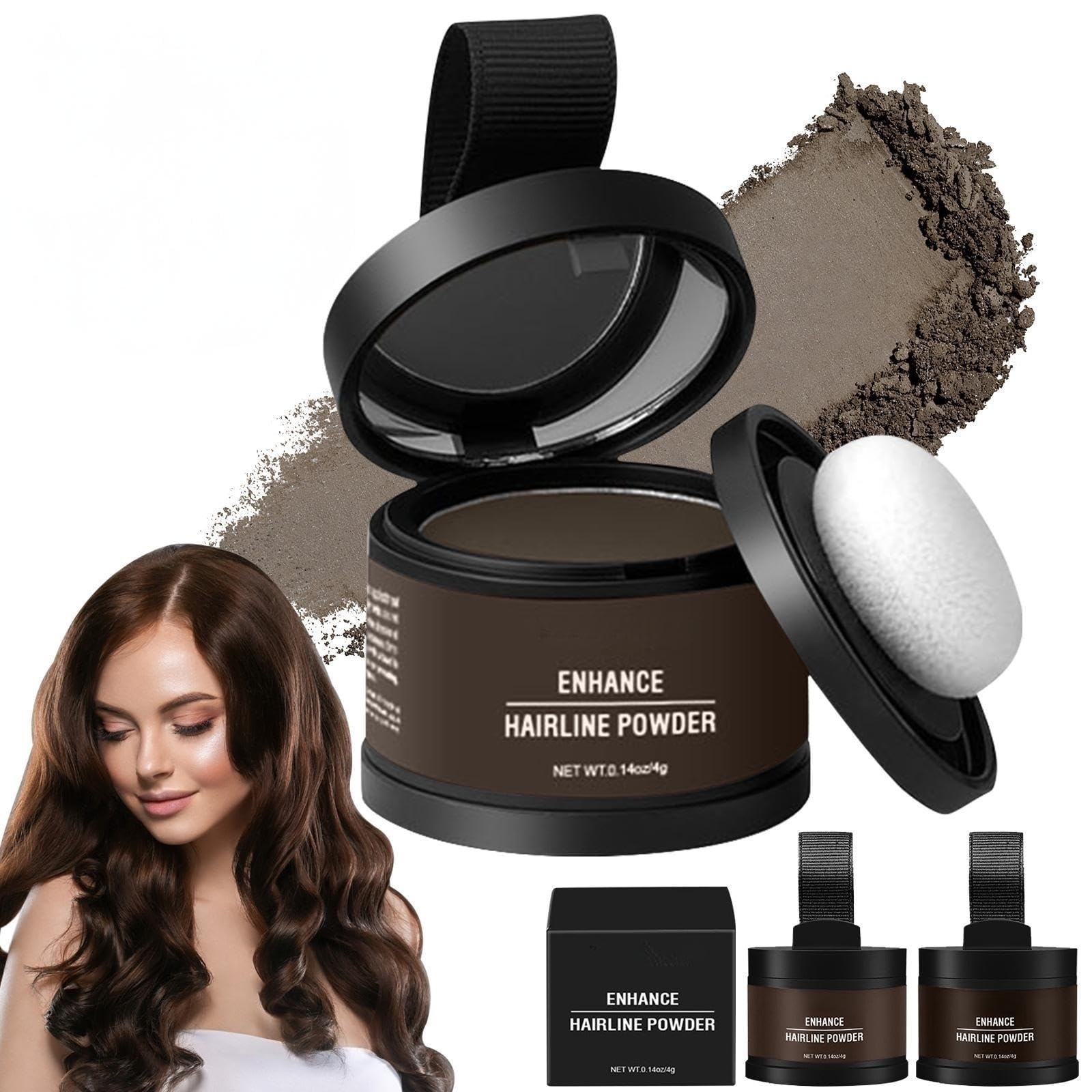 Hairline Powder - Root Touch Up Hair Color for Gray Coverage - Bald Spot Concealing Hair Powder for Women & Men - 48-Hour Stain-Proof - Light Brown