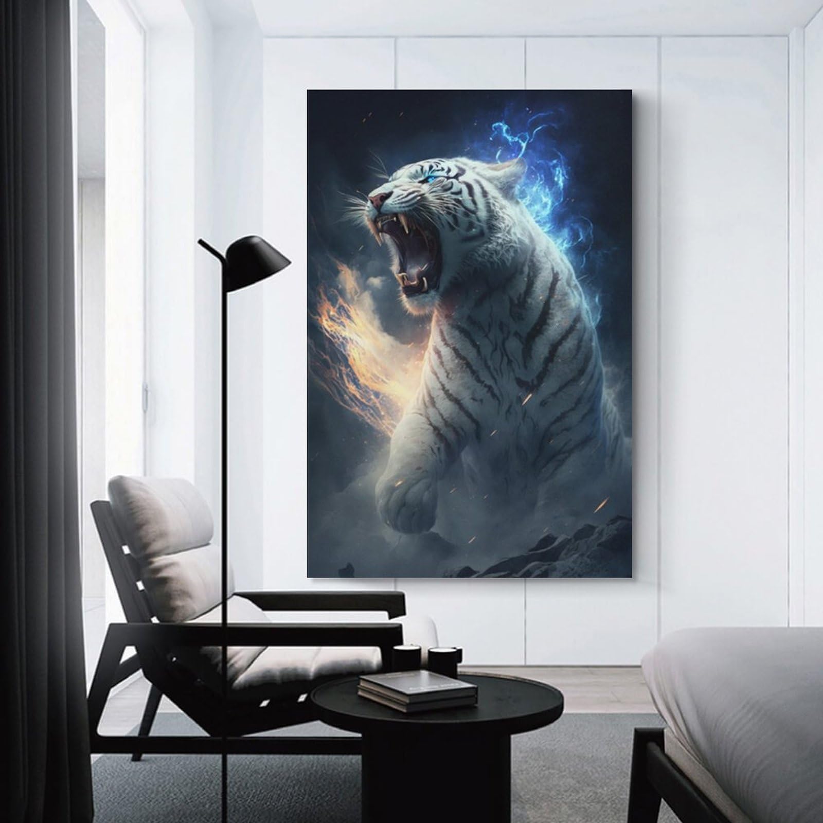 Junmoney Unframe-Style-23 Hanging Wall Art Electric Tiger Roar, 20X30inch(50X75cm), For Entryway, Lounge Links Or Small Walls, A Neat Decor Update For Hallways
