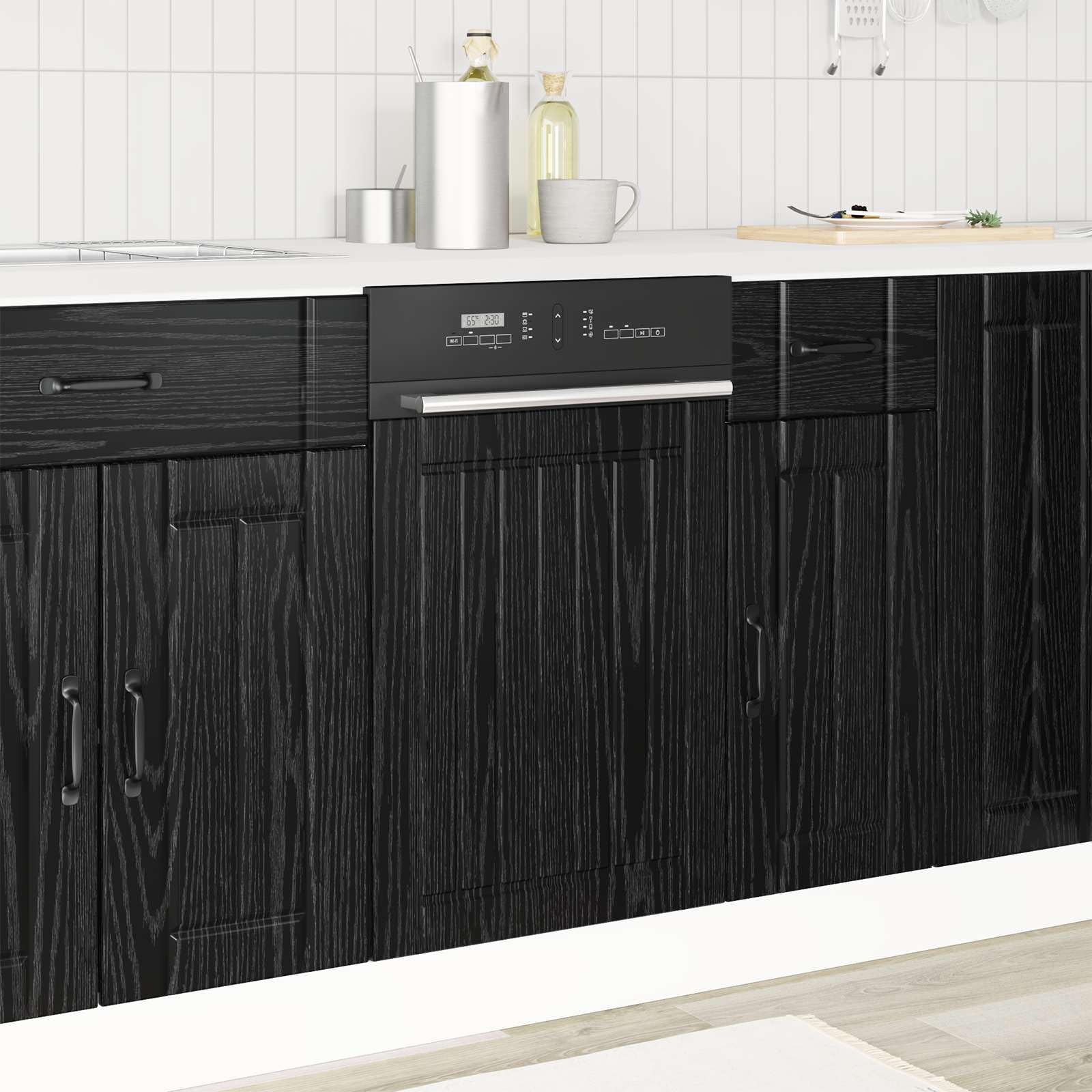 Lucca - Panel frontal para lavavajillas (45 x 1,5 x 57 cm, madera de roble negro, 45 x 1,5 x 57 cm, para armario de cocina, armario inferior, armario de almacenamiento, almacenamiento