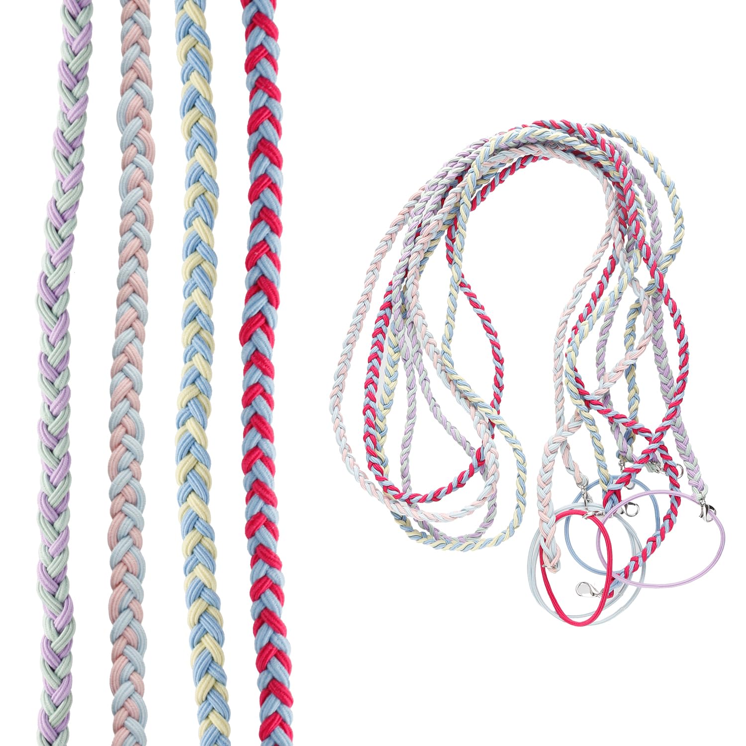 Tabanzhe 4 PCS Spiral Braided Hair Ties,No Damage Elastic Ponytail Holders Hairs Bands for Women & Girls,Colourful Hair Ties for Long Thick Curly Thin Hairs,Gym,Swimming,Diving,Riding