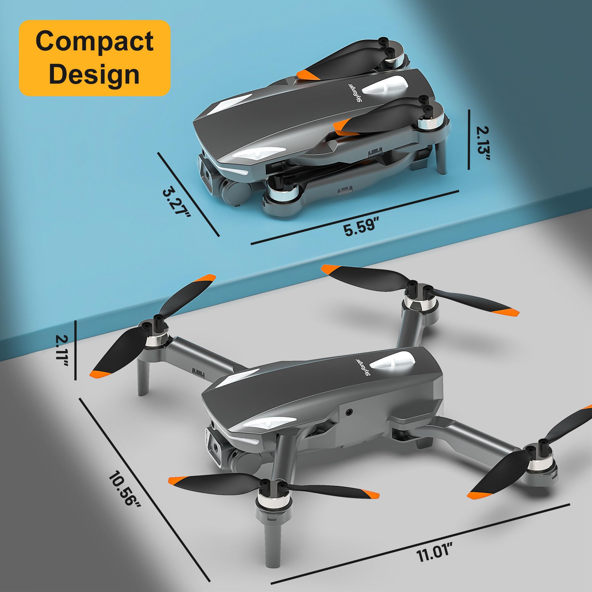 Dron con Cámara 1080P HD Plegable para Niños y Adultos, Motor Sin Escobillas, 2 Baterías (Negro)