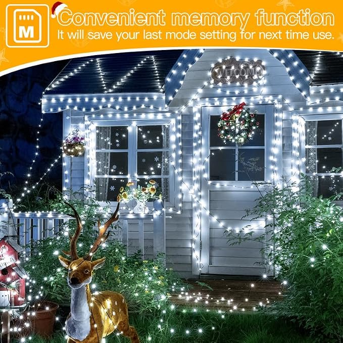 Luces de Navidad Ollny 1000 LED 330 pies, impermeables IP67, control remoto miniatura 8