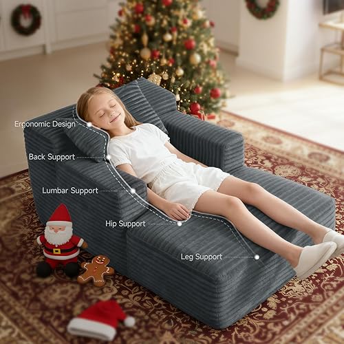 Miniatura 3 de Tumbona de 45 pulgadas para interiores, sofá cama tapizado de pana sin hueso, sofá cama de asiento profundo, sillas de lectura, sofás pequeños y