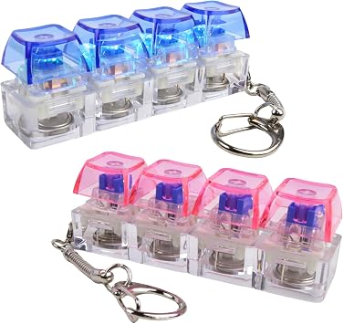 Light-Up 4-Key Fidget Bar Keychain, Clicky Switches with Colorful Glow, 3 x 1 x 0.75 - Color May Vary