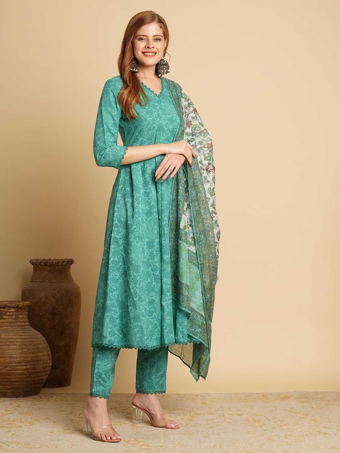 ANNI DESIGNER Kurta pour femme avec pantalon et dupatta