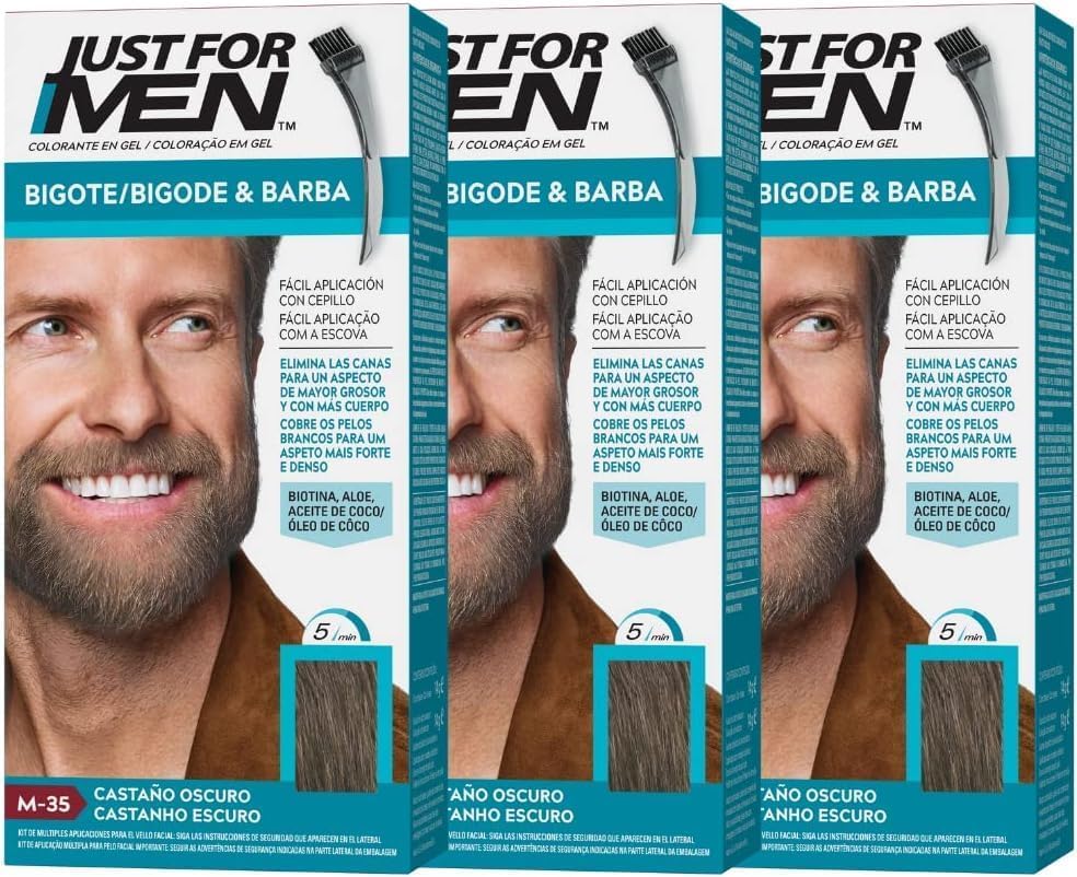 Just For Men Tinte En Gel Barba Y Bigote, Castaño Oscuro M35 (3 Pack)
