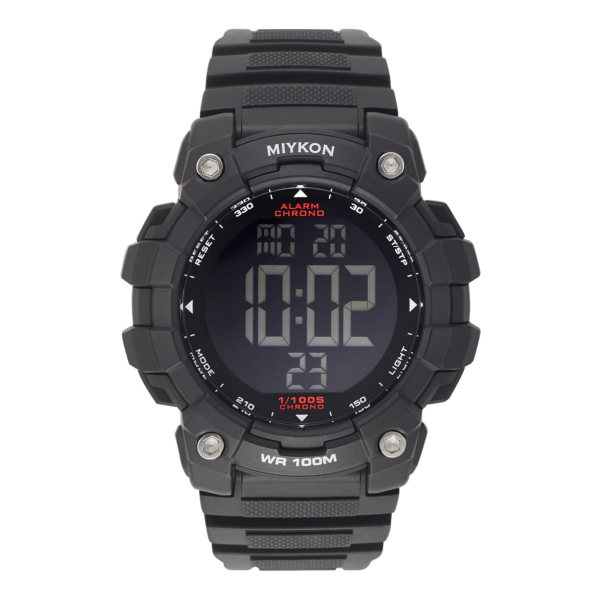 Miykon Montre militaire pour homme – Montre tactique à grand écran construite avec de la résine résistante aux chocs, étanche à 100 m, super illuminateur, chronomètre, alarme, double heure, heure