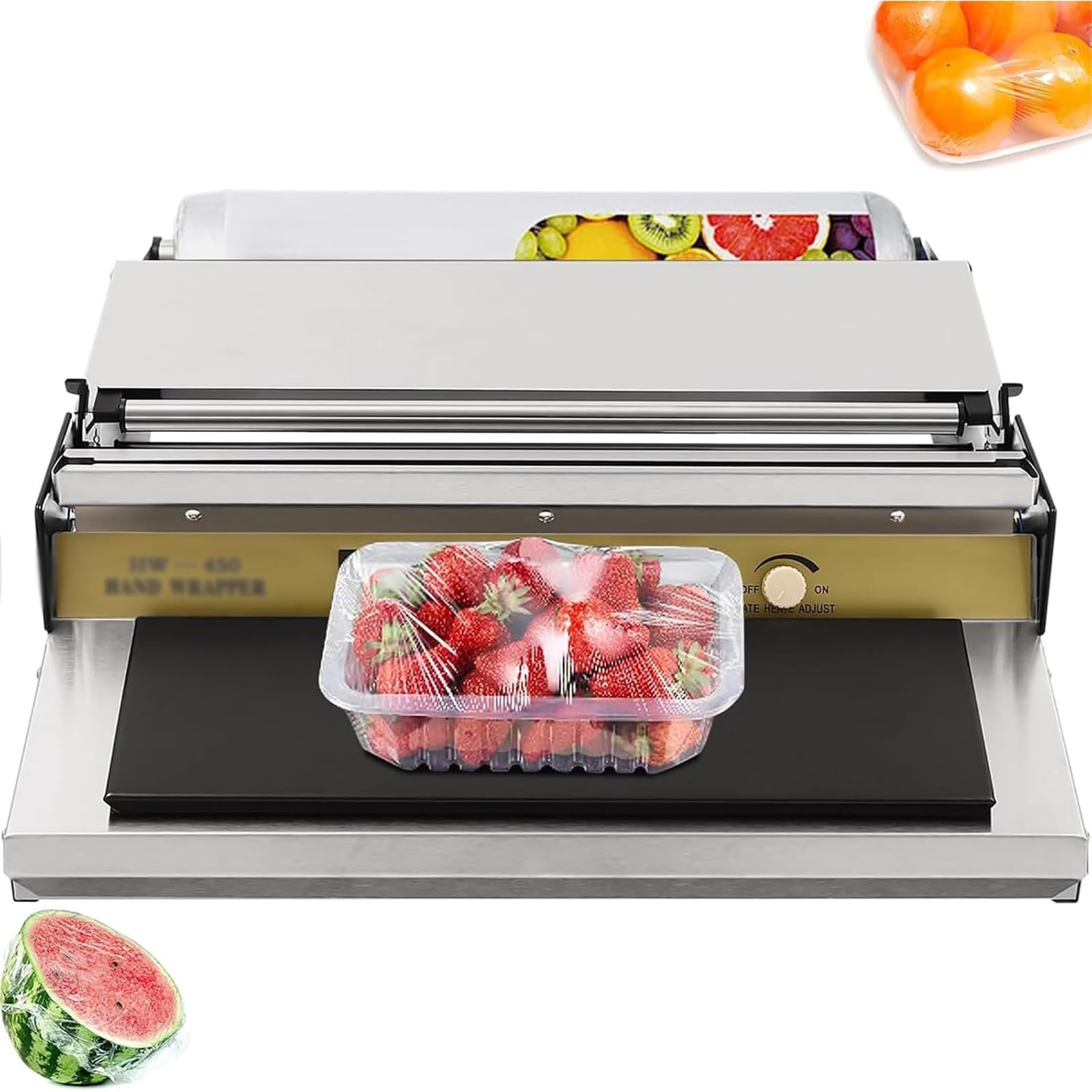 LHQYA Electric Cling Film Sealing Cutting Machine, Commercial Film Dispenser with Heating Plate, Film Width: Within 450mm/temperature Adjustable/cling Film Elasticity Adjustable, for Supermarkets