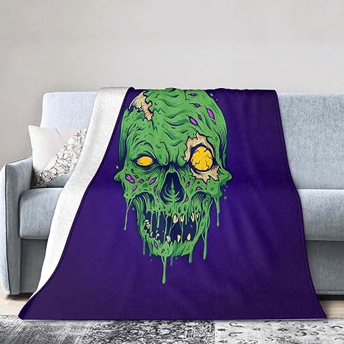 Miniatura 7 de Manta de 40 x 50 pulgadas, manta de franela de calavera de terror zombi, suave, acogedora, mullida y cálida para adultos en sofá, cama, 50 x 40