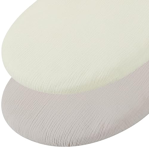 Sábanas de moisés de muselina para bebé niño y niña, paquete de 2 sábanas bajeras suaves y transpirables para colchón rectangular redondo ovalado de