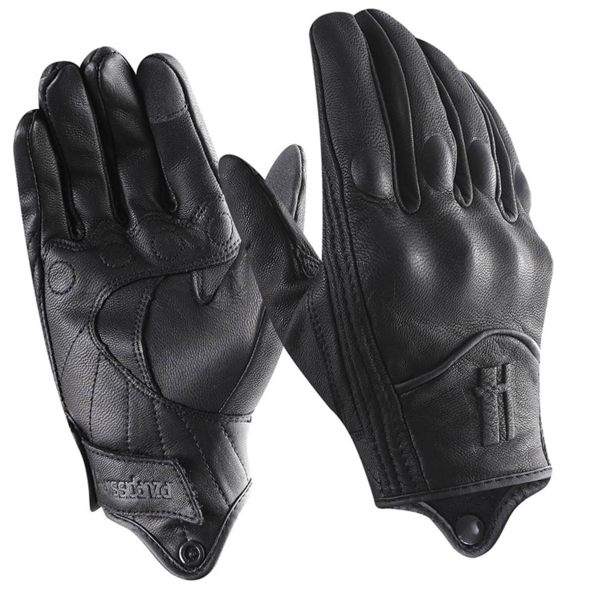 Harssidanzar Guanti da Moto in Pelle, Uomo Touch screen Guanti invernali da guida in pelle di capra GM041EU
