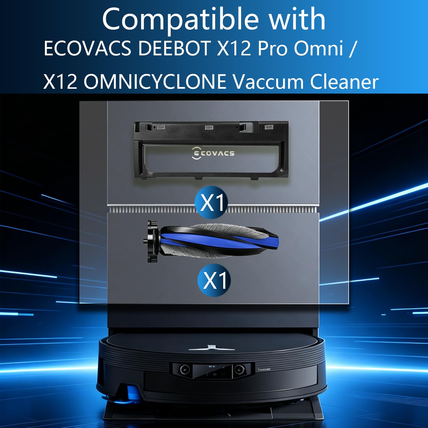 Pływająca osłona szczotki głównej i części zamienne do szczotki rolkowej kompatybilne z ECOVACS DEEBOT X12 Pro Omni / X12 OMNICYCLONE akcesoria do odkurzacza robota (B)