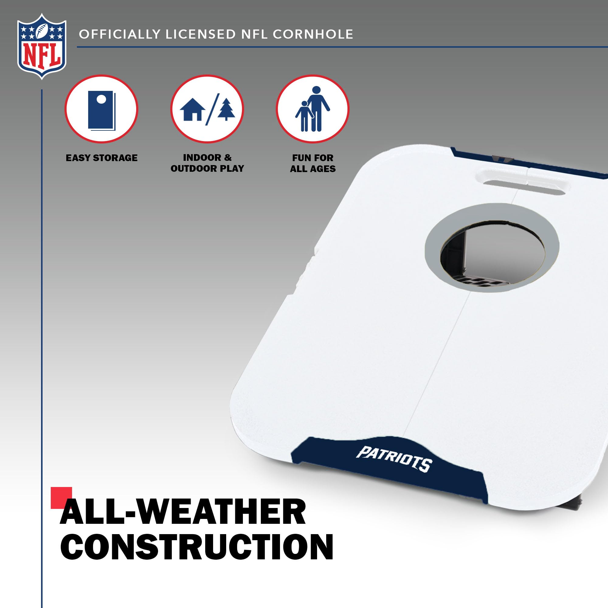 Wild Sports NFL Pro Football Allwetter Cornhole Set - Travel Bean Bag Toss Set Includes 8 Bean Bags