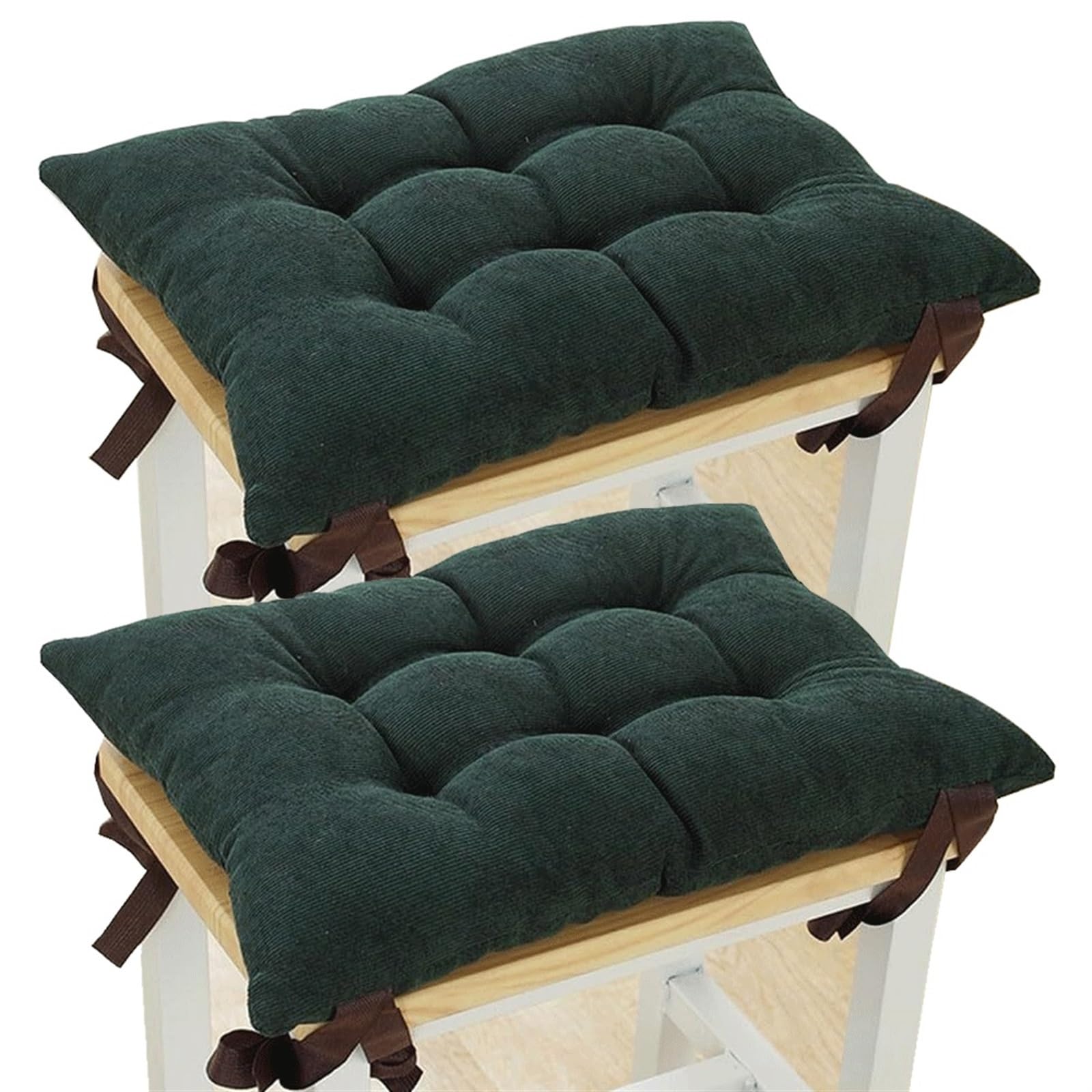 Uyeoco S3 Set Of 2 Soft Corduroy Seat Pad With Ties For Stool, 35X24cm Rectangle Stools Cushions Thick Cotton Padded Seat Cushions For Home Outdoor Garden Classroom(S3)