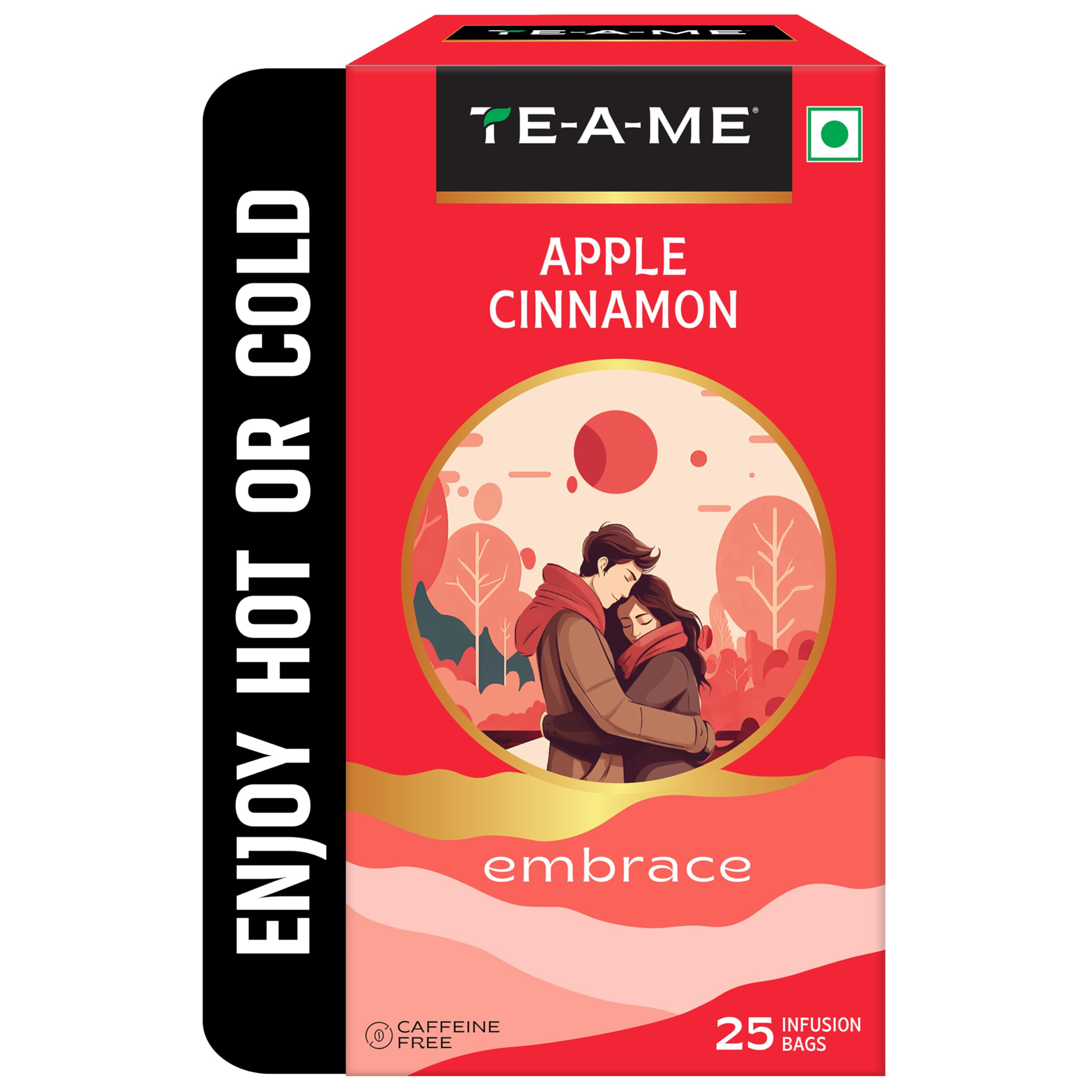 TE-A-ME Apple Cinnamon Tea - 25 Tea Bags | Fruit Tea Bags | Non Caffeine Tea | Sugar Free