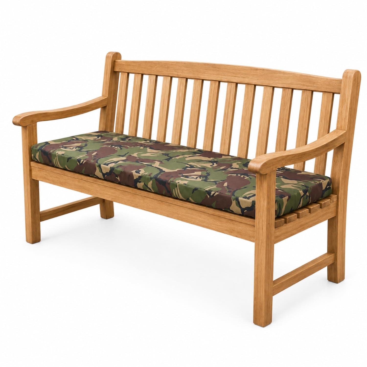 100% Waterproof Garden Bench Cushions 2/3/4 Seater – Outdoor & Indoor Long Seat Pad with Removable Cover, Non-Slip Patio Bench Cushion for Garden, Lawn, Office (Camouflage, 2 Seater 128 x 45 x 5CM)
