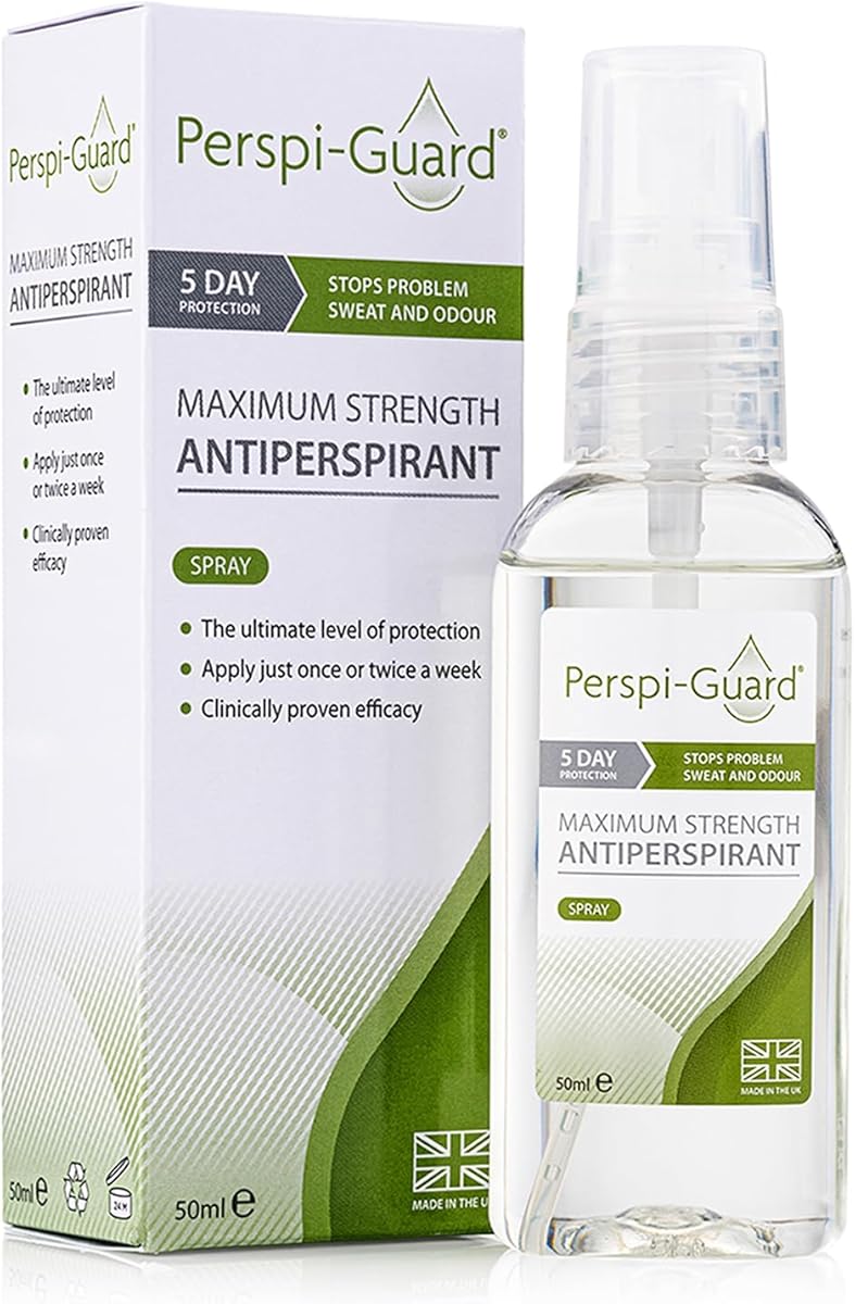 Perspi-Guard Maximum Strength Antiperspirant Spray 50 ml, 1-Pack, Strong Deodorant for Excessive Sweating & Hyperhidrosis, Anti Sweat Spray, Unscented