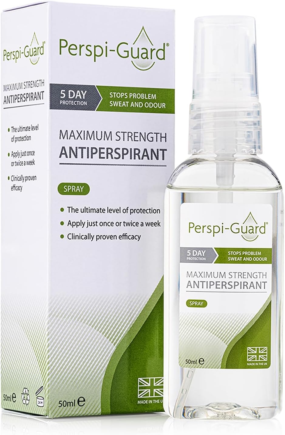 Perspi-Guard Maximum Strength Antiperspirant Spray 50 ml, 1-Pack, Strong Deodorant for Excessive Sweating &amp; Hyperhidrosis, Anti Sweat Spray, Unscented