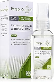 Perspi-Guard Maximum Strength Antiperspirant Spray 50 ml, 1-Pack, Strong Deodorant for Excessive Sweating & Hyperhidrosis, Anti Sweat Spray, Unscented