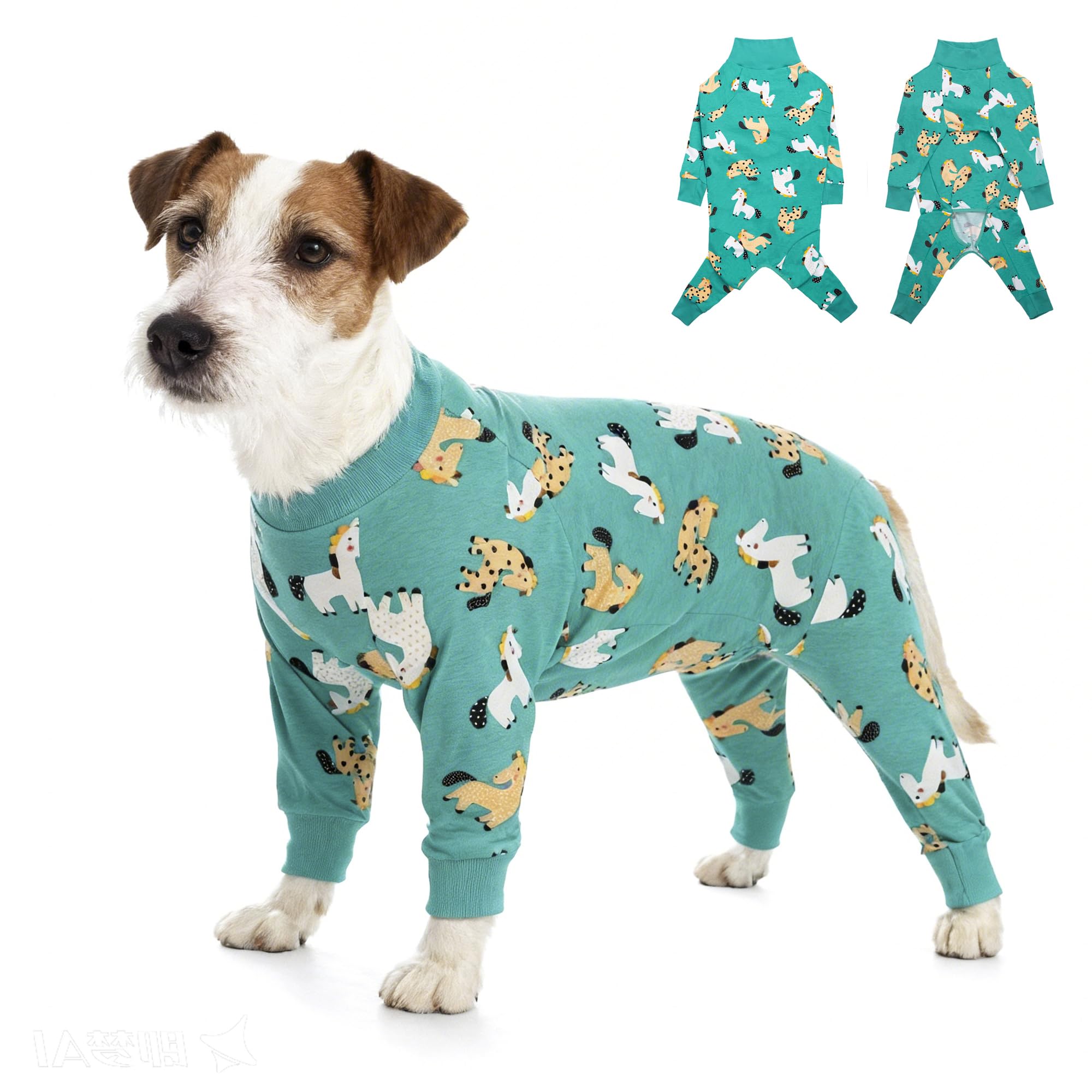 Dog Recovery Suit After Surgery Female Male, Medium Large Dog Neuter Shirt Cone Alternatives Prevent Licking Surgical Onesies (Green Pony, XL)