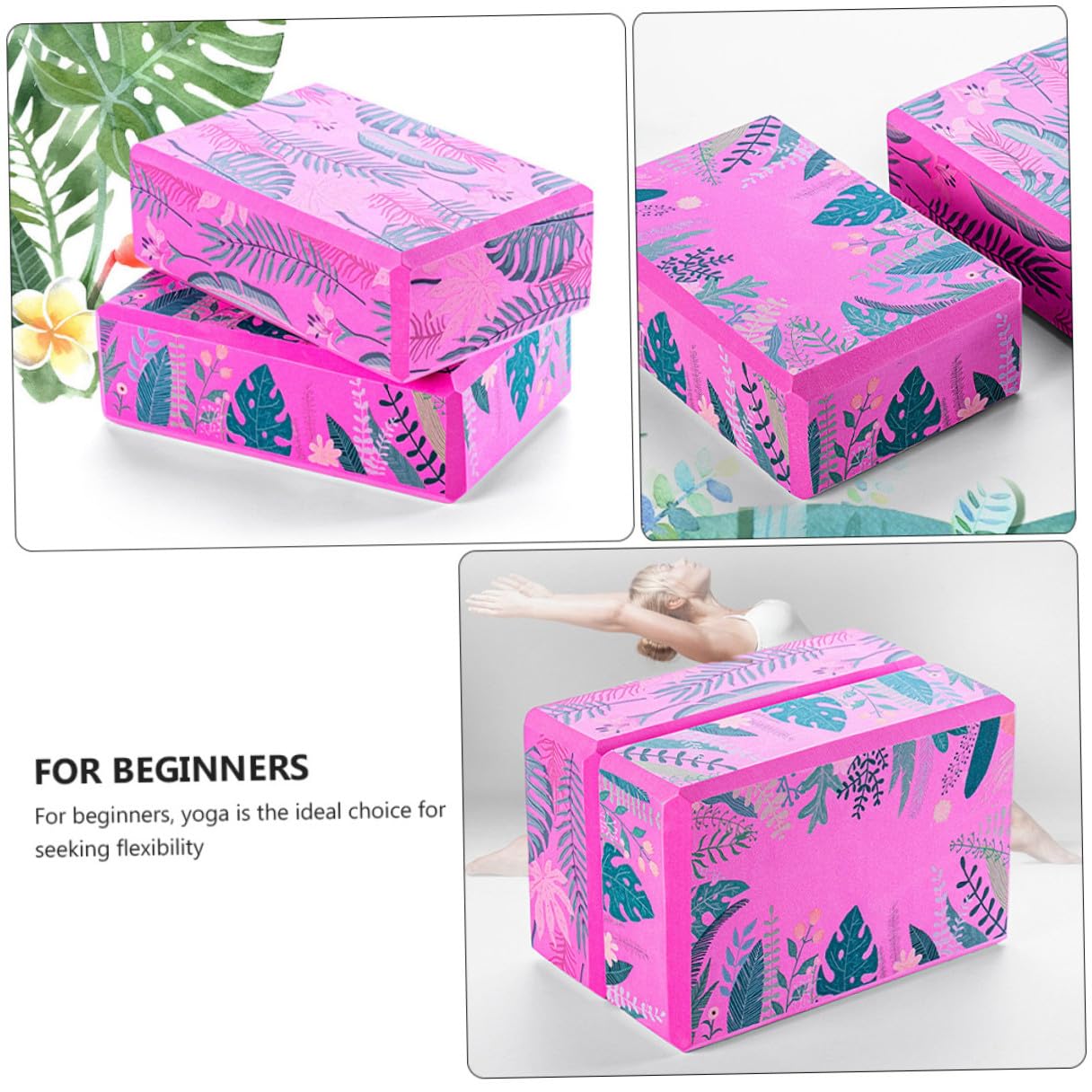ULTECHNOVO Bloques de Yoga Forma Rectangular de Alta Densidad de Eva para Principiantes Varios estilos Soporte Articular Cómodo Pack de 2 Piezas Varios estilos para Yoga y Danza