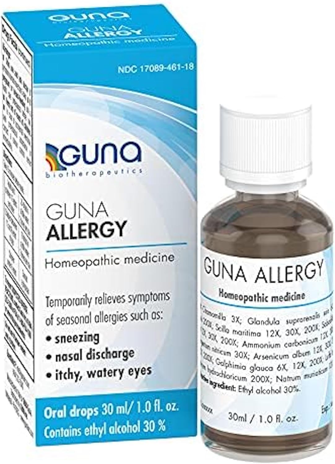 Guna Allergy Homeopathic Natural Allergy Relief Histaminum hydrochloricum 200X, Multi Symptom Non-Drowsy, Homeopathic Decongestant & Allergy Medicine – 30 ML