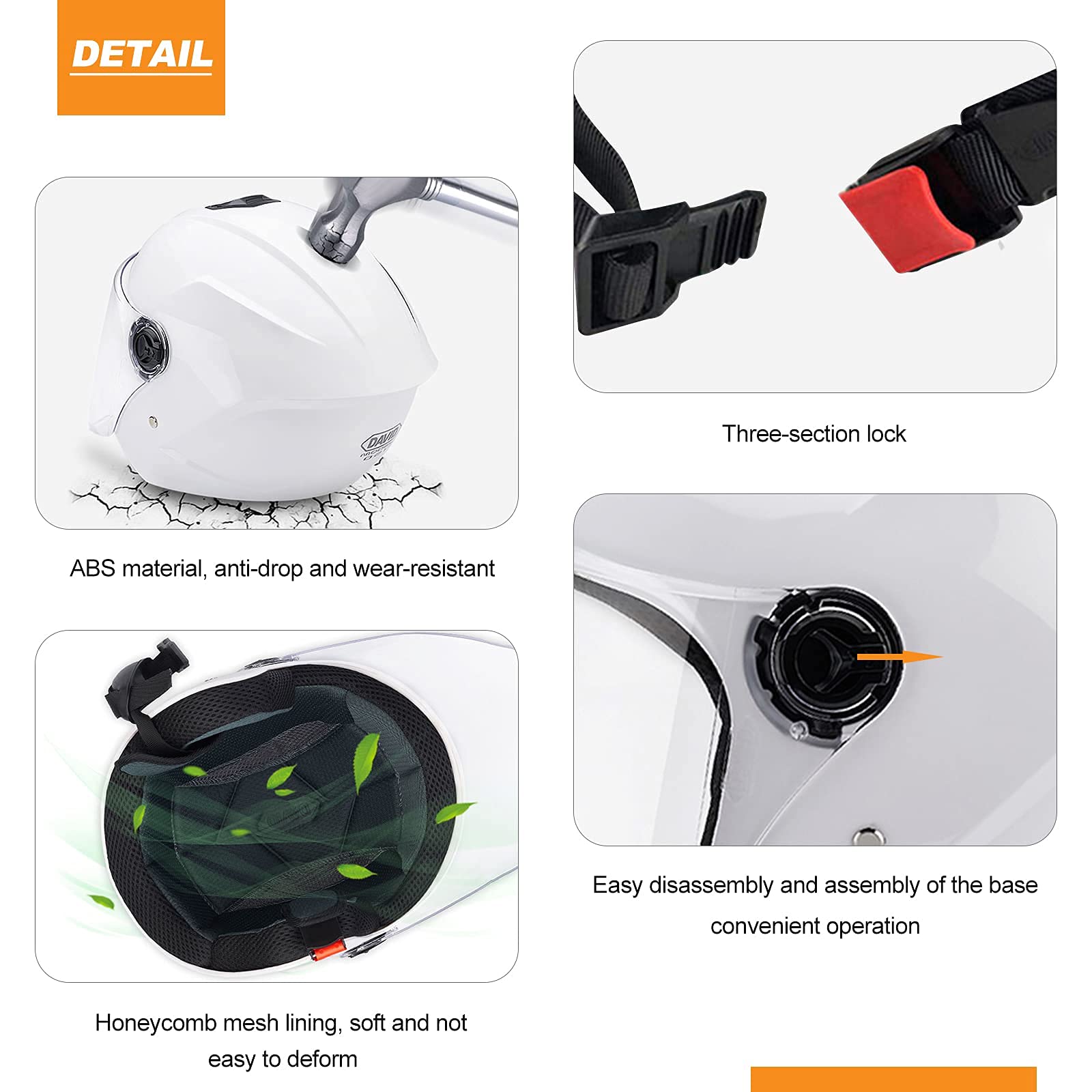 Cascos De Motocicleta para Hombres y Mujeres, Cascos De Ciclomotor con Viseras.El Cabezal Anticolisión Protege La Seguridad Vial De Los Usuarios