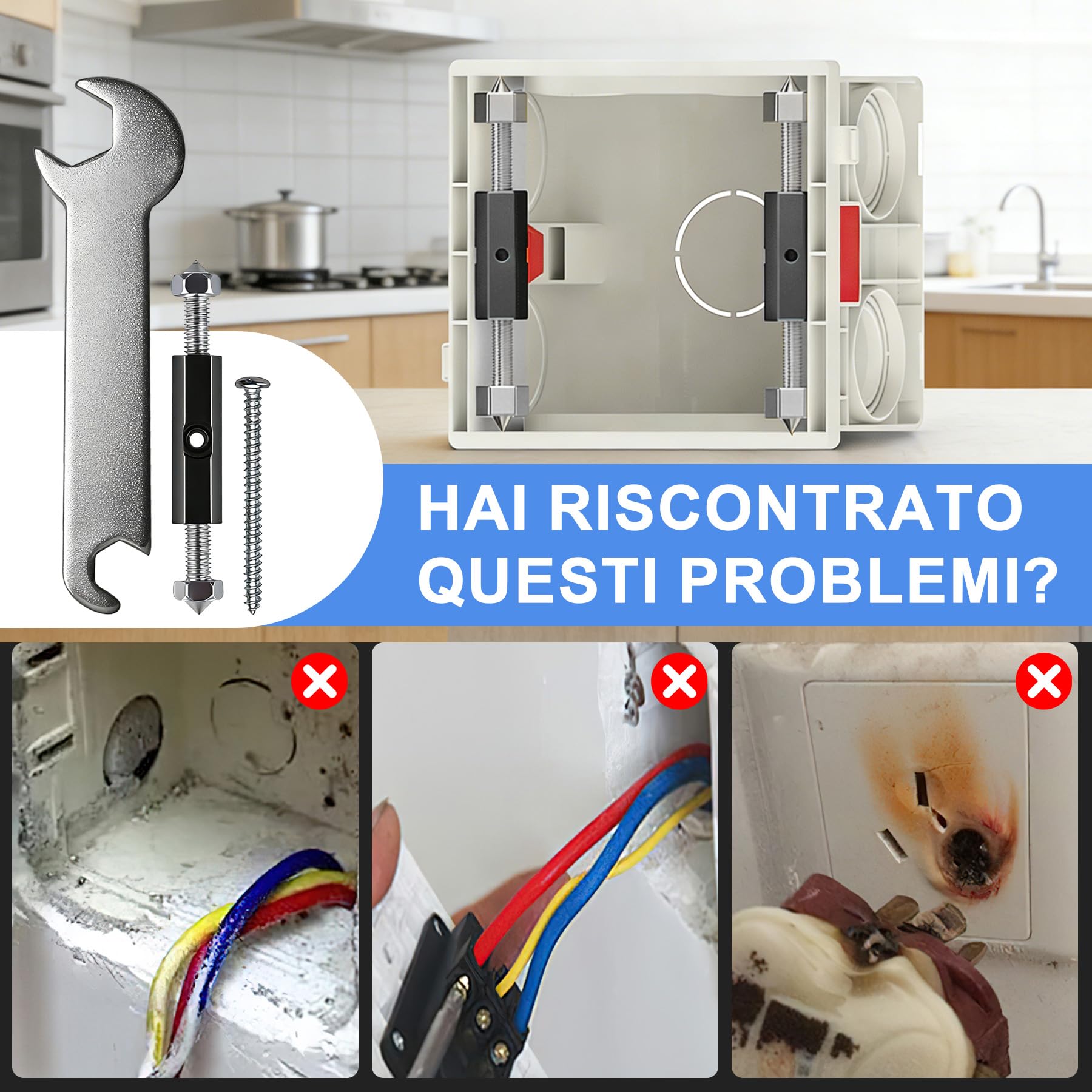10 Set Riparazione Scatola Elettrica Tipo 118 – Asta di Supporto per Cassetta di Derivazione Esterna, Accessori per Elettricista, Kit Ripristino Scatole e Parti Elettriche
