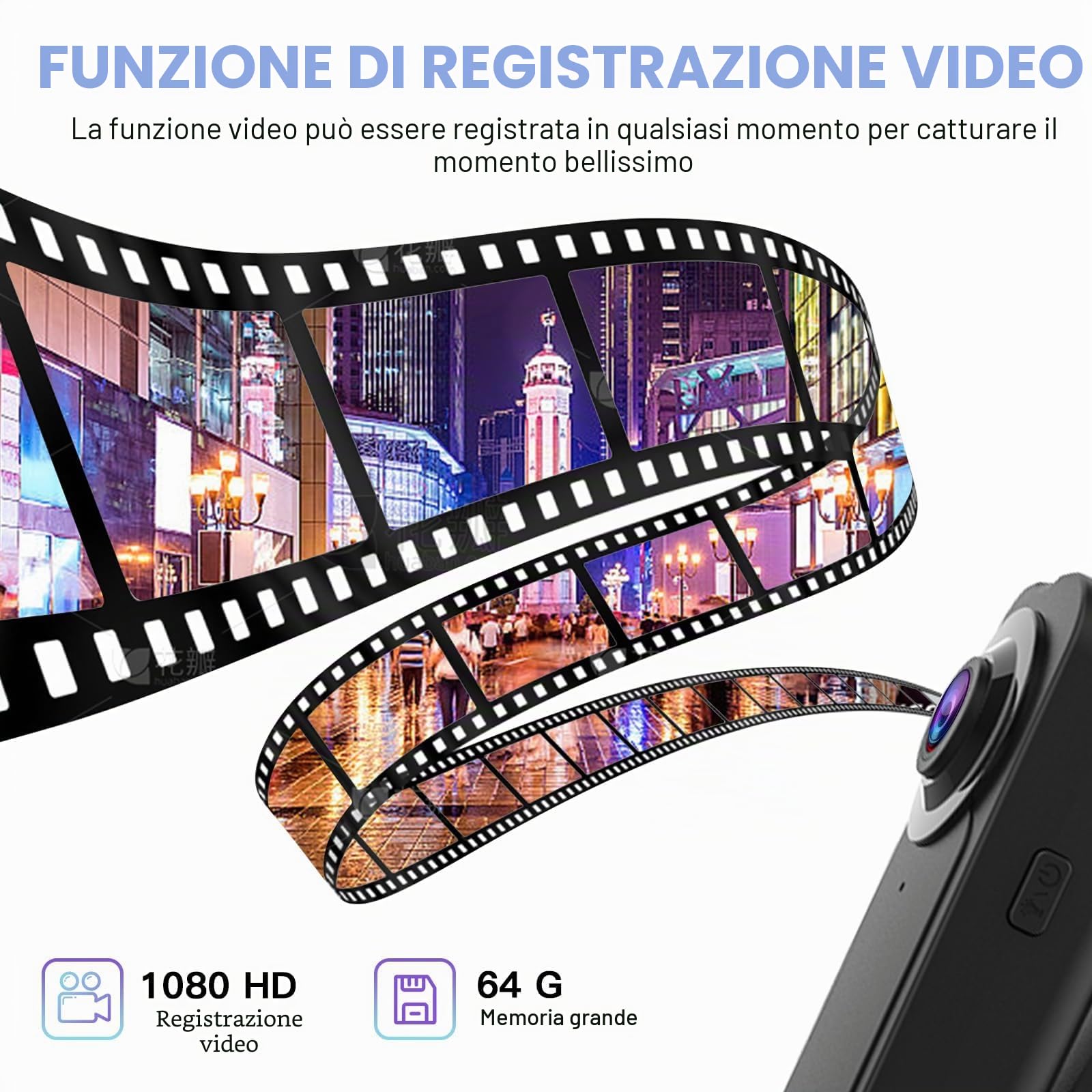 kaysunlink 1080P Body Camera con Scheda da 64 GB, Telecamera POV con Visione Notturna, Videocamera Portatile Tascabile per Sport, Vlogging, Viaggi, Sicurezza e Lavoro, Nero