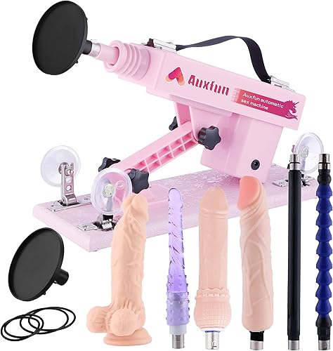 Auxfun - Máquina sexual automática con ventosa de 3.5 pulgadas, máquina de amor de velocidad ajustable con consoladores realistas, máquinas de