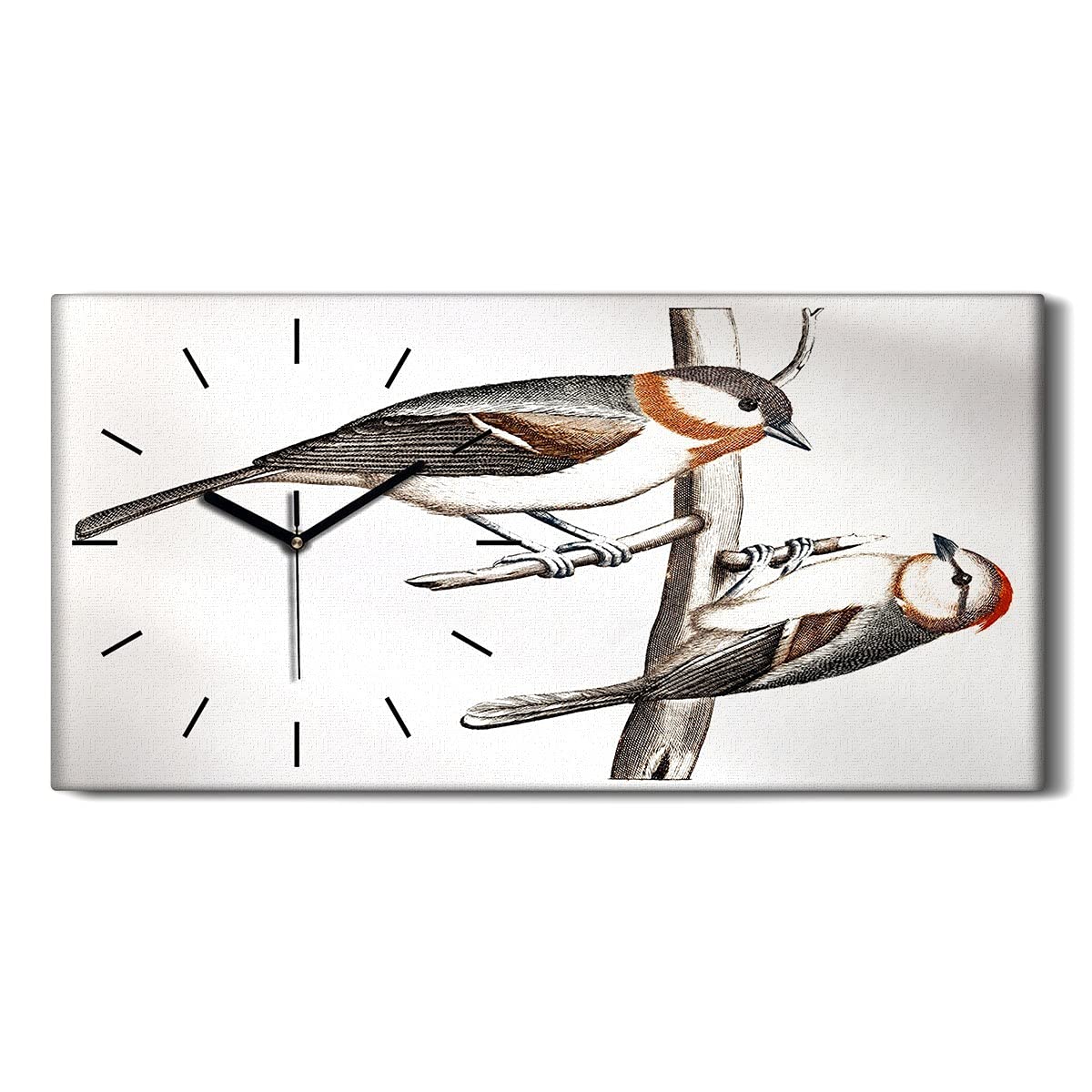 Horloge sur toile haut de gamme 60x30cm oiseaux art moderne de salon
