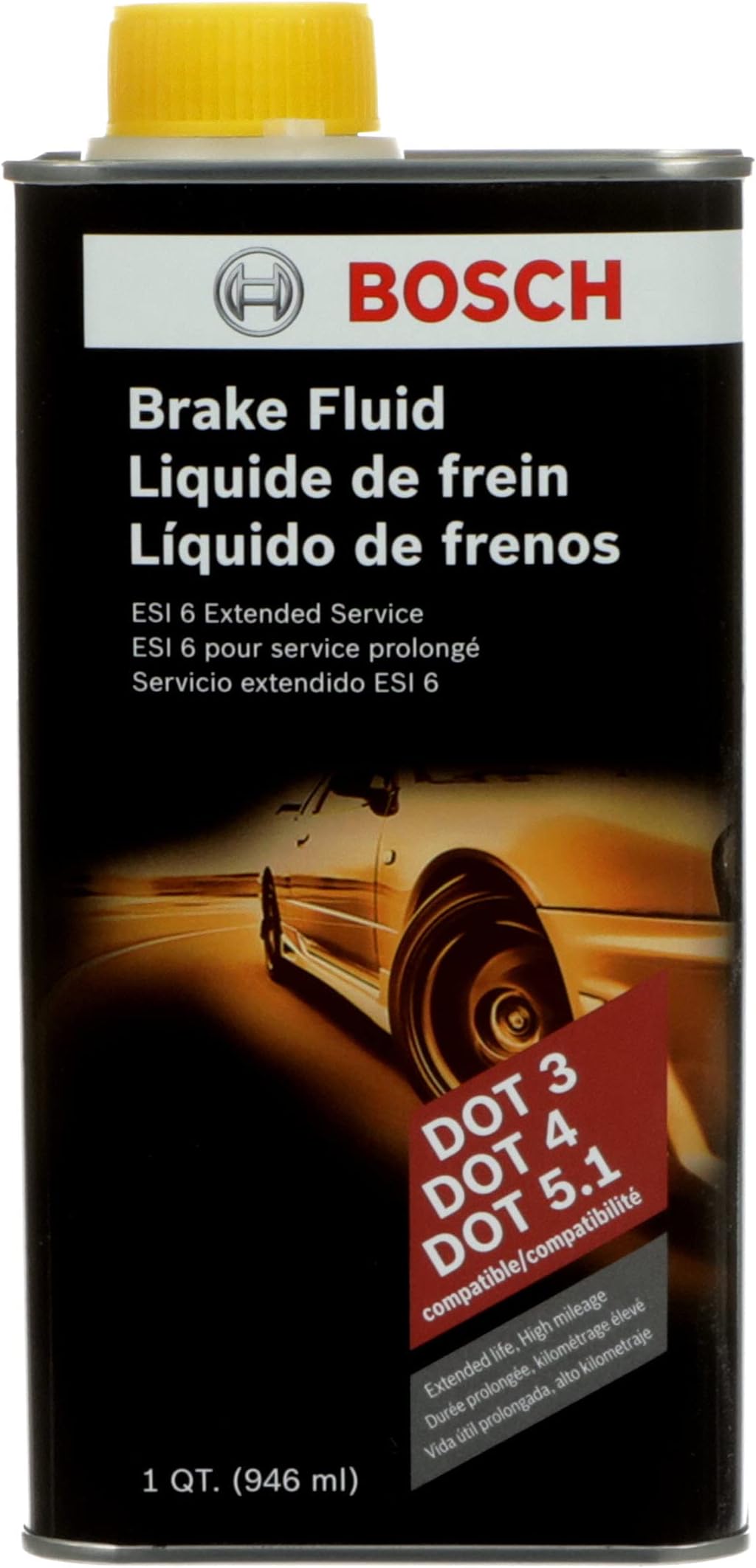 BOSCH ESI6-32N Low Viscosity, Extended Life Brake Fluid - Compatible with All Vehicles Designed to Use DOT 3, DOT 4, and DOT 5.1 Brake Fluids; 1 Quart