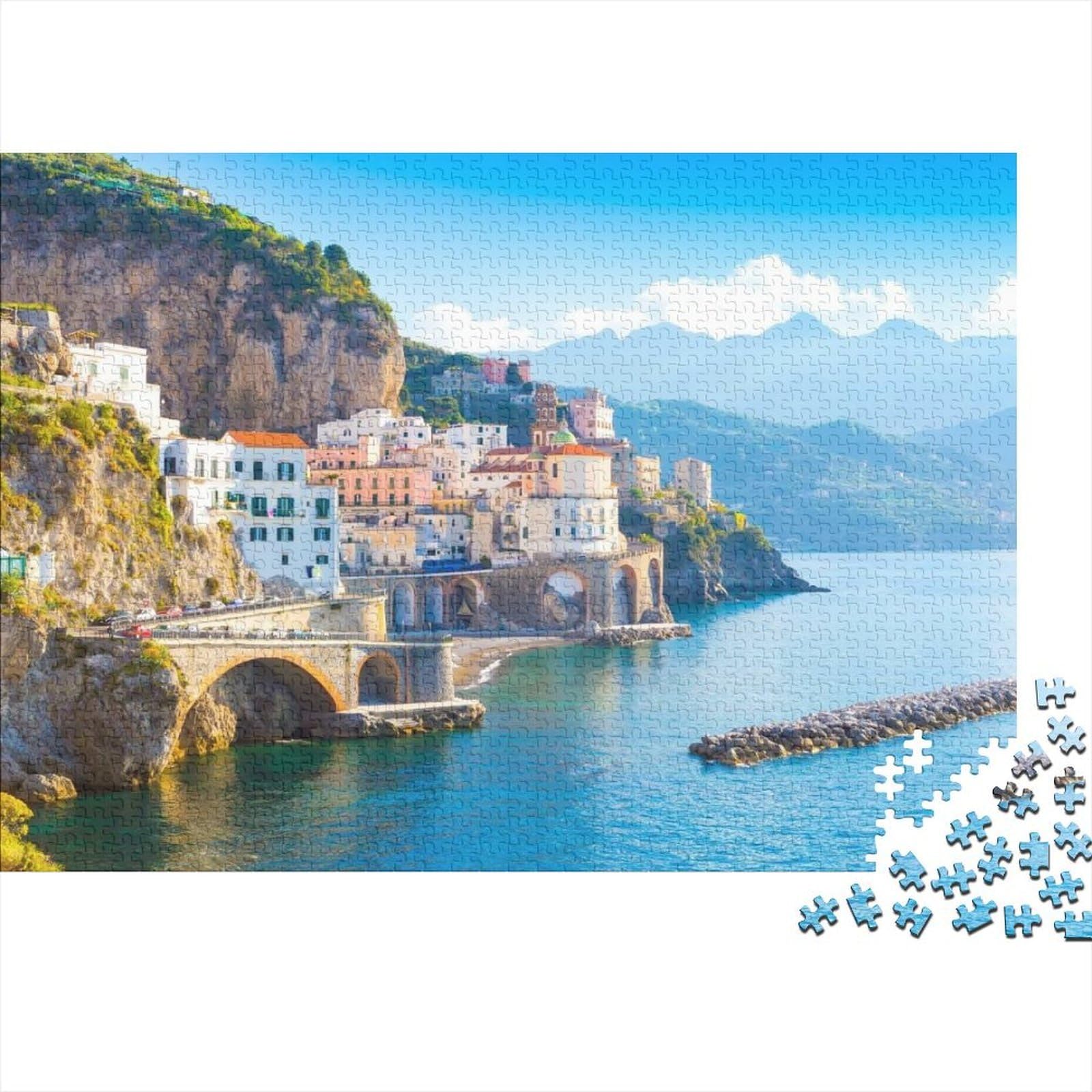 Amalfi Coast 1000 Piece Jigsaw Puzzle Recyclable Paper Cliffside Town Puzzle for Adults Fun Present & Activity for Home Great Gift Idea for Men 70x50cm/1000pcs