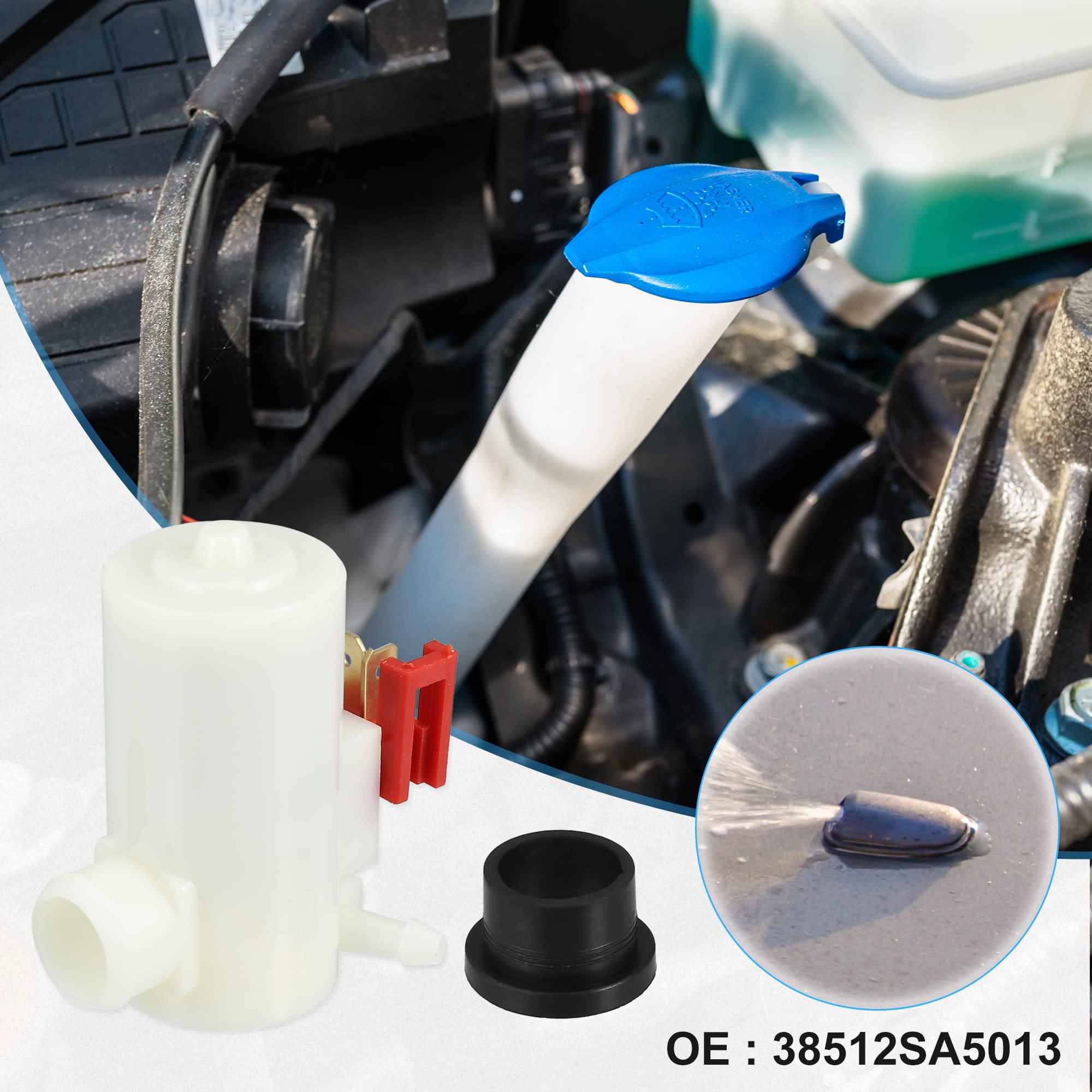 X AUTOHAUX Pare-Brise Lave-Glace Moteur Pompe Pour Honda Civic 85-1 Pcs | Rouge, Blanc, Noir, Plastique, Caoutchouc, Pour Honda Accord 84-85 3 Portes, OE 38512-SA5-013 38512SA5013, 57x31x65mm