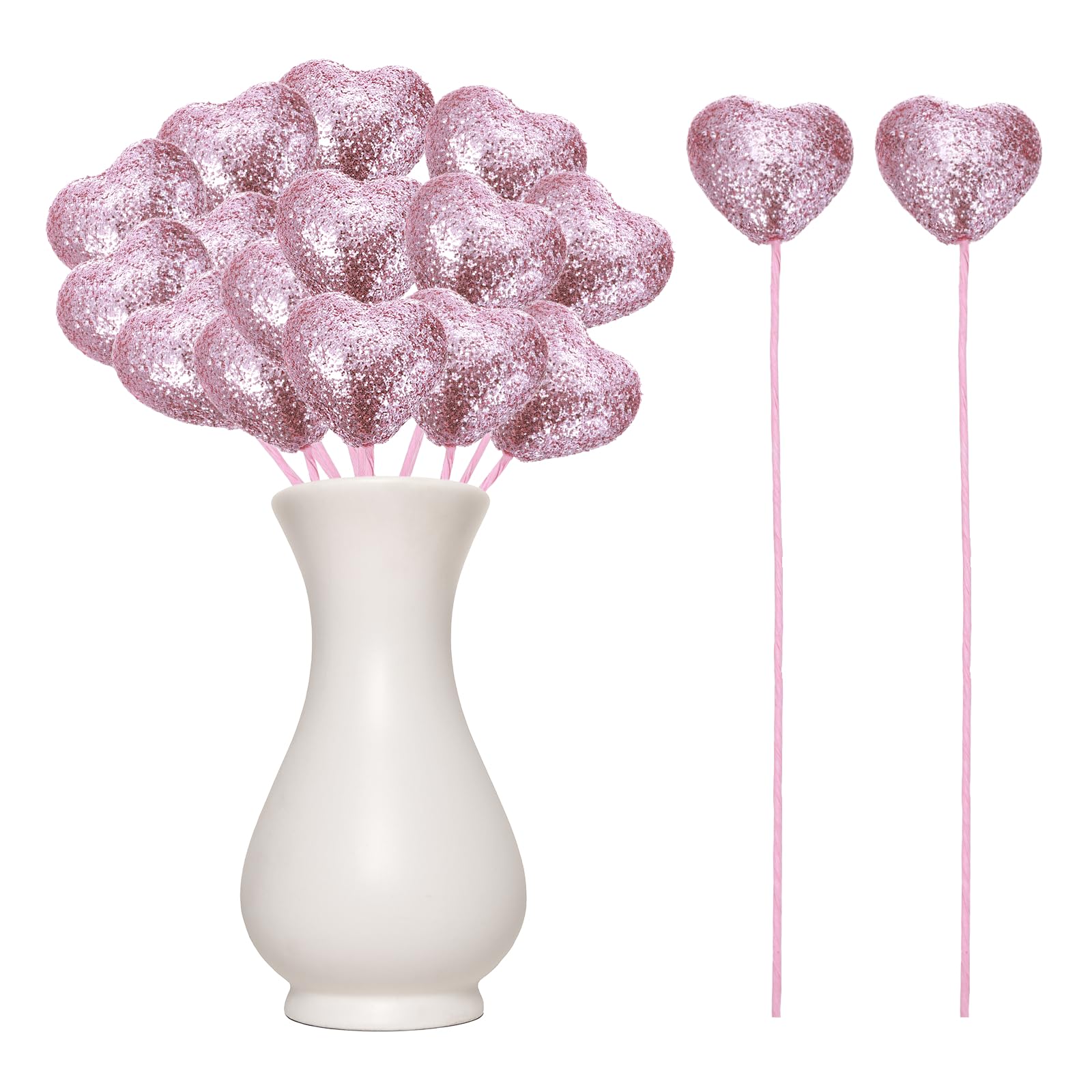 Pics cœur en mousse rose pour embellir facilement vos vases et bouquets ternes x24