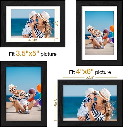 Miniatura 6 de Vittanly Juego de 3 portarretratos de 4 x 6, para fotos de 3.5 x 5 pulgadas con paspartú o de 4 x 6 pulgadas sin paspartú para montaje en pared o